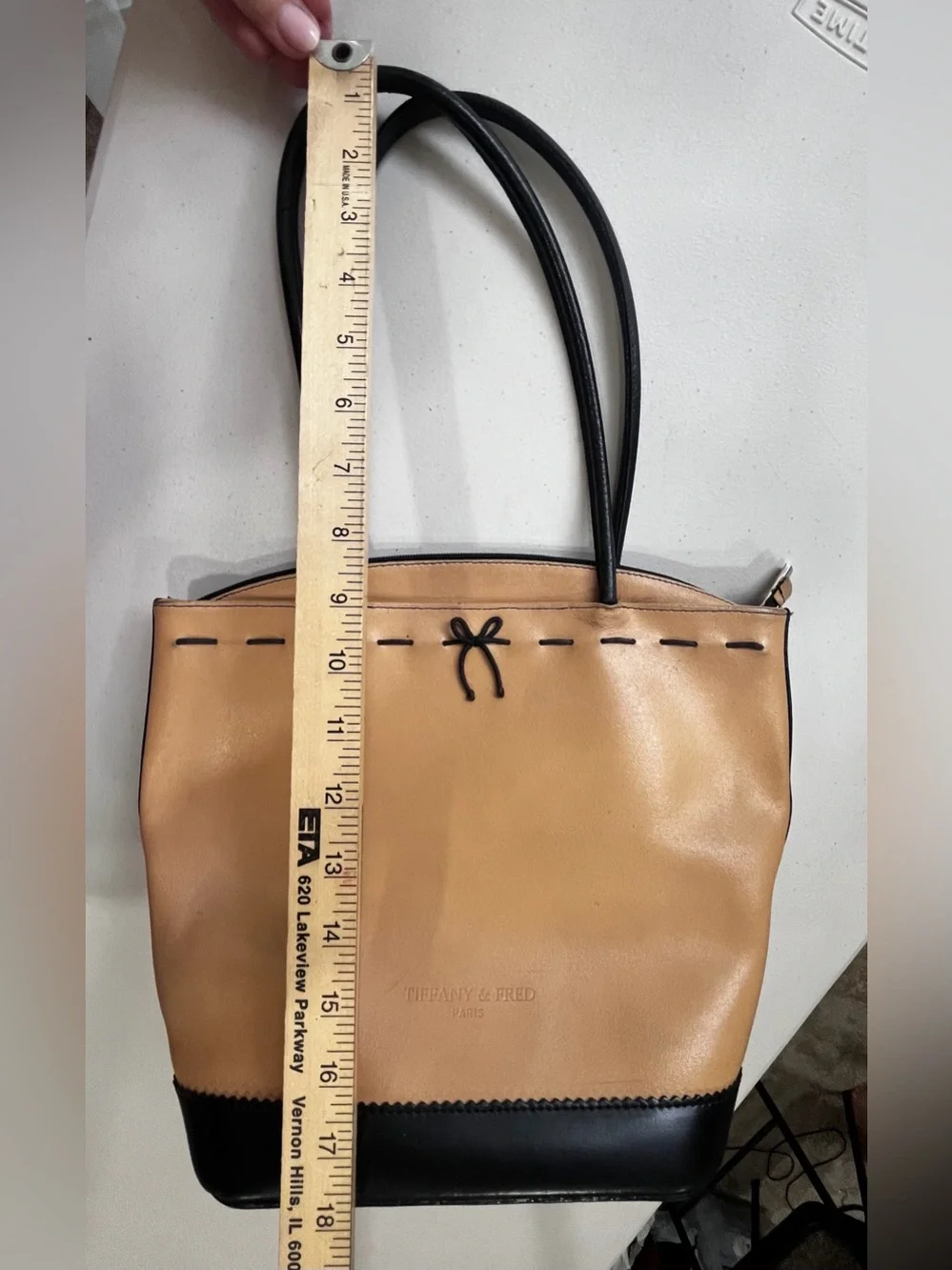 Tiffany & Fred Paris Tan & Black medium Tote Bag Made in France